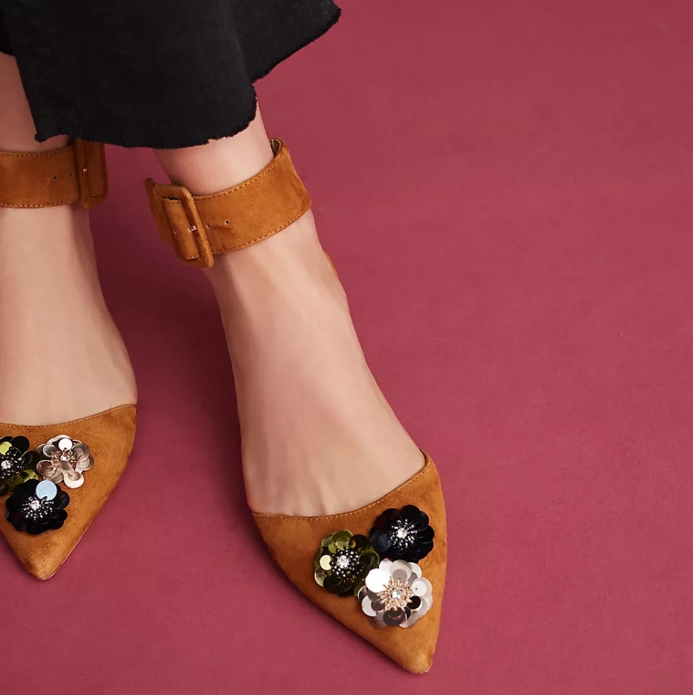 ANTHROPOLOGIE BILL BLASS SYLVIE EMBELLISHED FLATS 10 - Picture 5 of 16